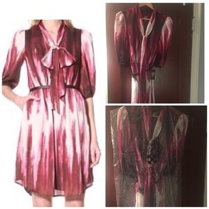 Vince Camuto Pink Autumn Flame Dress with Belt